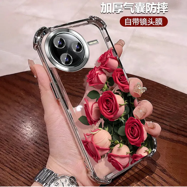 玫瑰花适用小米Civi5pro手机壳女士气囊四角防摔小众透明带镜头膜