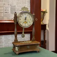 美式乡村复古中式实木摆钟静音座钟欧式桌面仿古时钟台钟客厅摆件