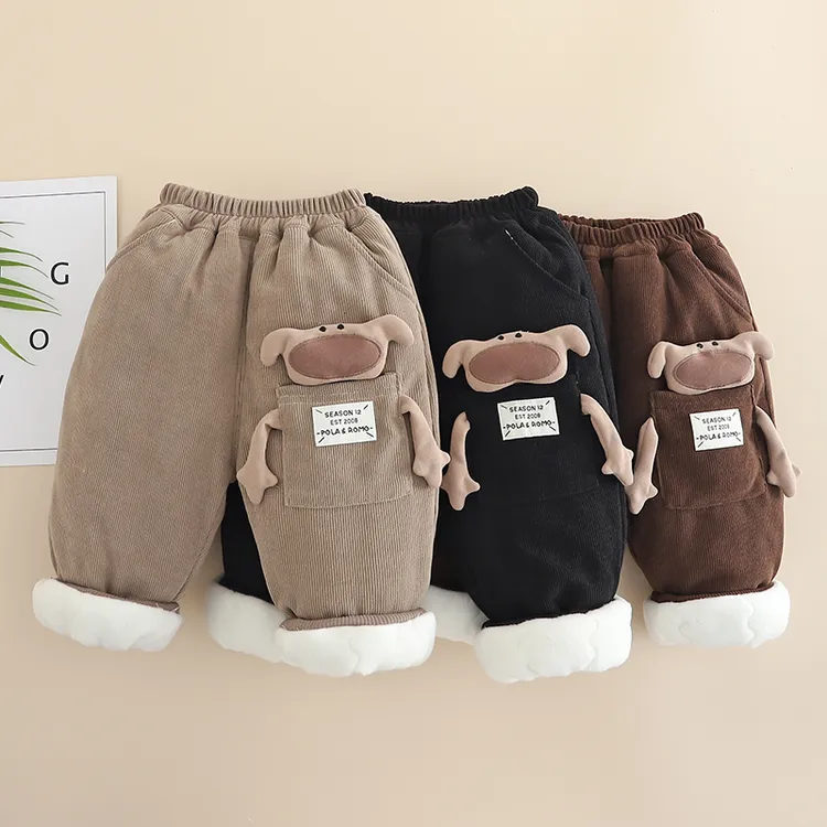 男童棉裤冬季外穿一条过冬保暖婴儿童男宝宝加绒加厚三层夹棉裤子