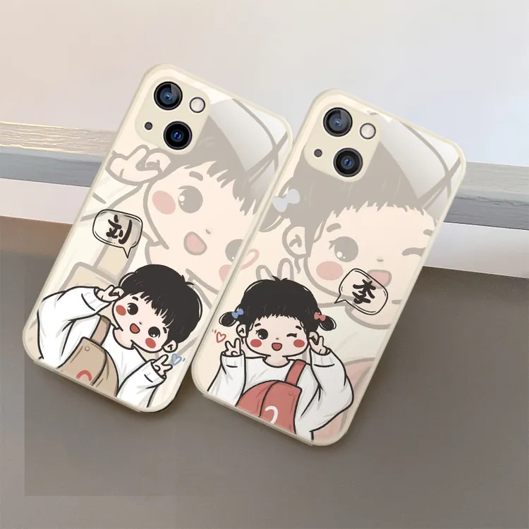 适用苹果/华为/小米/oppo/vivo可爱个性男女孩姓氏定制情侣手机壳