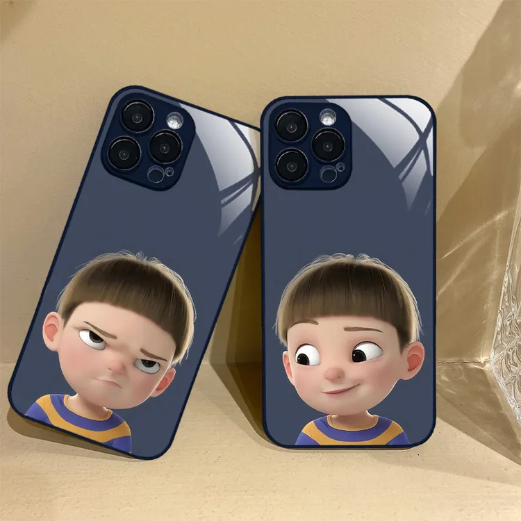 适用苹果/华为/小米/oppo/vivo动漫3D男孩喜怒哀乐创意玻璃手机壳