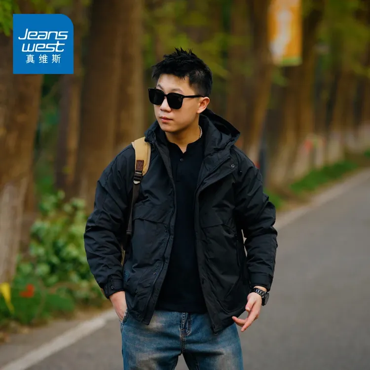真维斯外套男秋冬季夹克休闲加厚加棉冲锋衣棉服外套新款连帽宽松