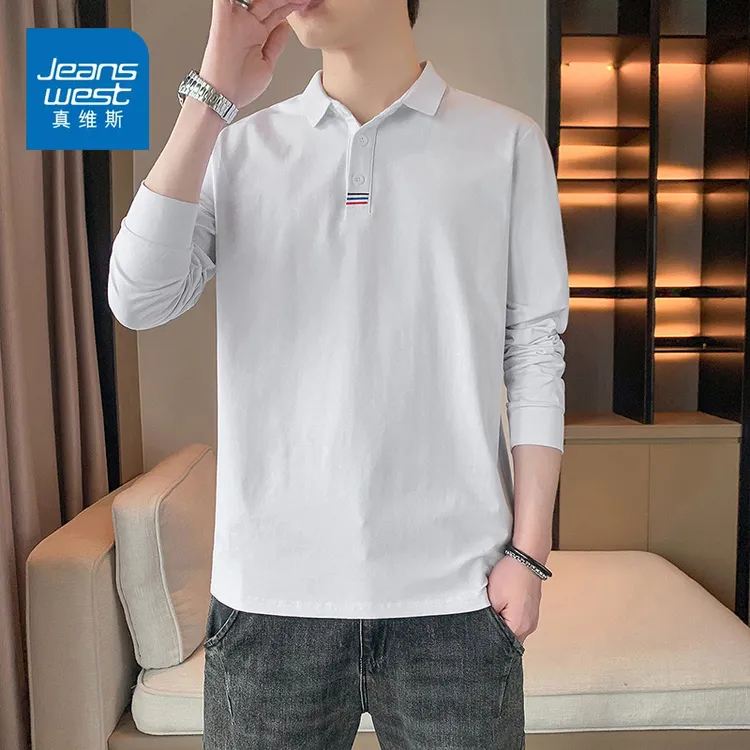 真维斯男士翻领长袖T恤男2025秋季新款商务休闲透气polo衫打底衫