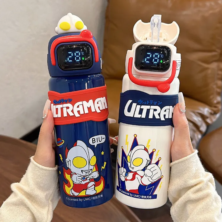 【保温杯工厂】奥特曼卡通动漫保温杯316不锈钢双饮口学生显温