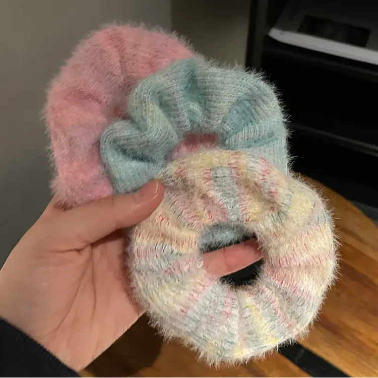 彩色针织大肠发圈冰淇淋渐变甜美韩系少女气质百搭弹力马尾发绳