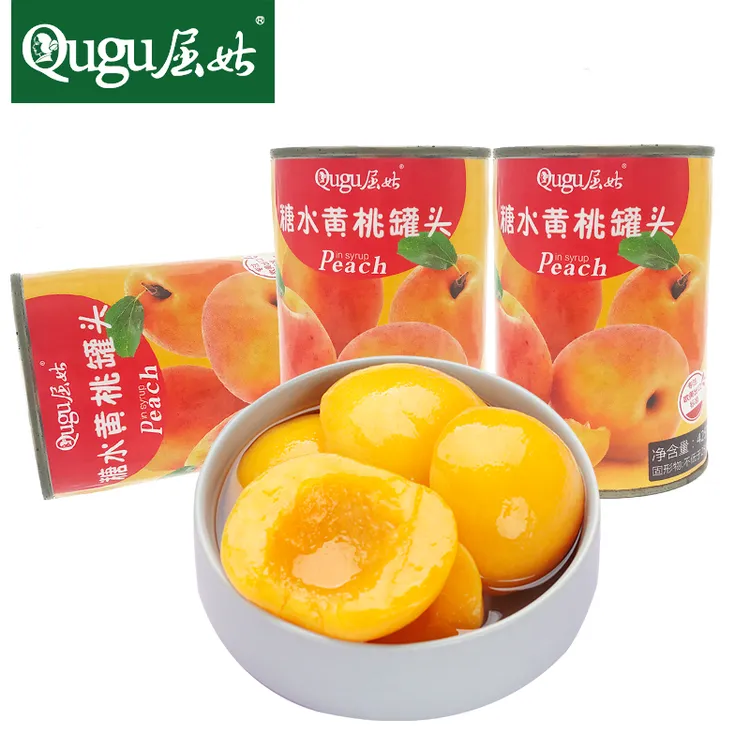 【屈姑】清甜黄桃罐头 425g*4罐/箱 新鲜黄桃罐头优质营养即食罐头