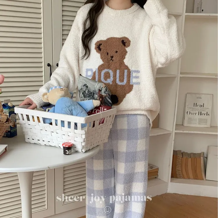 睡衣女款秋冬新款软绵绵套装半边绒甜美可爱加厚保暖大码家居服