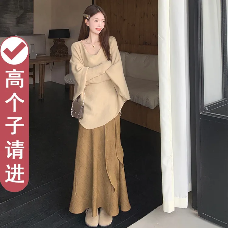 女装禅意仙气飘飘高个子女装洋气衣服女时尚套装半身裙秋款两件套