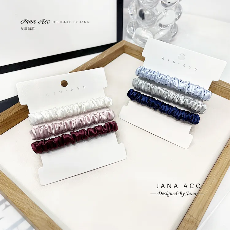 三个装/22姆米重磅亮面真丝小肠发圈100%桑蚕丝小号发绳女发饰