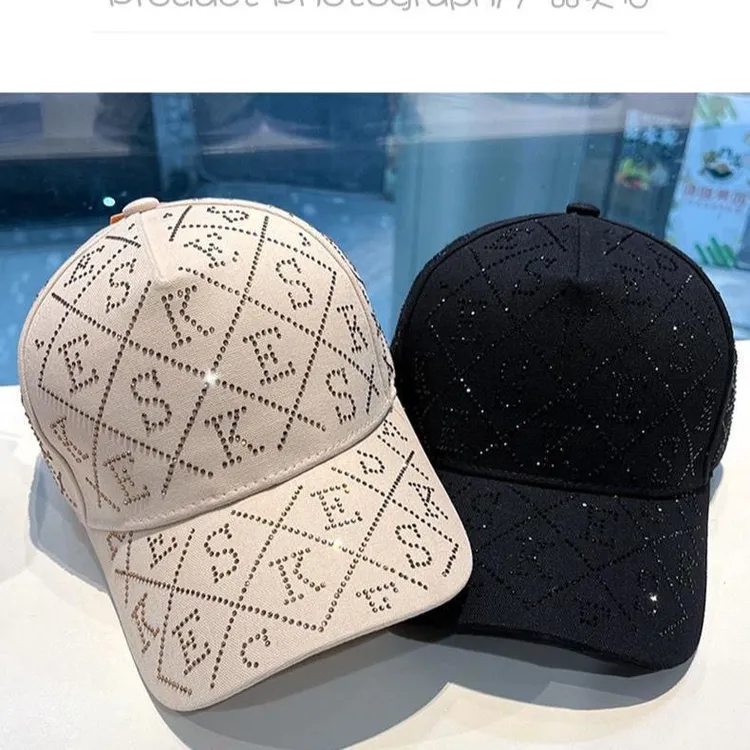 2024潮流水钻棒球帽子女ins韩版防晒鸭舌帽夏季时尚遮阳帽