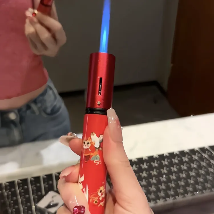 我猫呢/龙年新年国潮长手柄防风烧烤艾灸防风喷枪打火机点火器