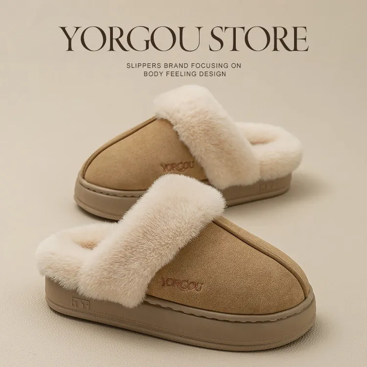 【远港】皮毛一体棉拖鞋女秋冬季外穿百搭居家用保暖毛绒包头男情侣