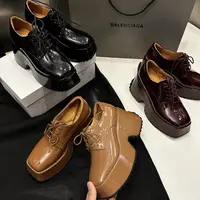 增高8cm小个子厚底时尚真皮方头休闲英伦风漆皮单鞋