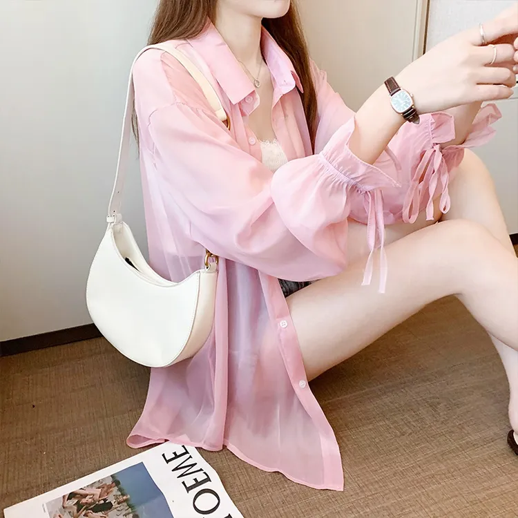 冰丝防晒衣服女2025年新款夏季薄款韩版时尚透气雪纺开衫外套衬衫