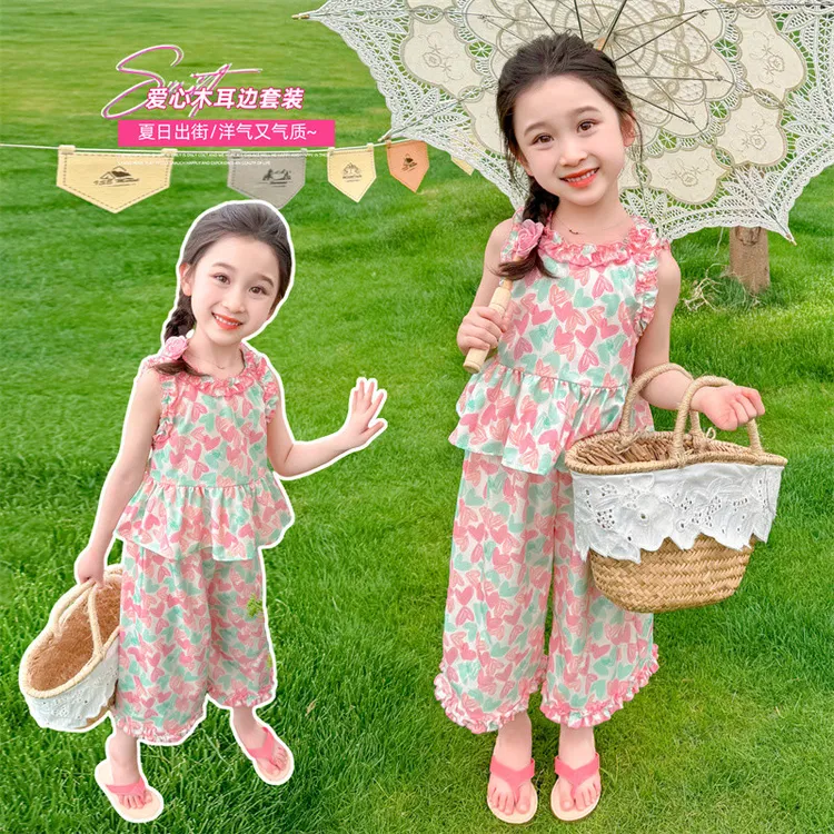 女童夏季套装2024新款儿童洋气薄款甜美女宝宝时髦可爱夏装两件套