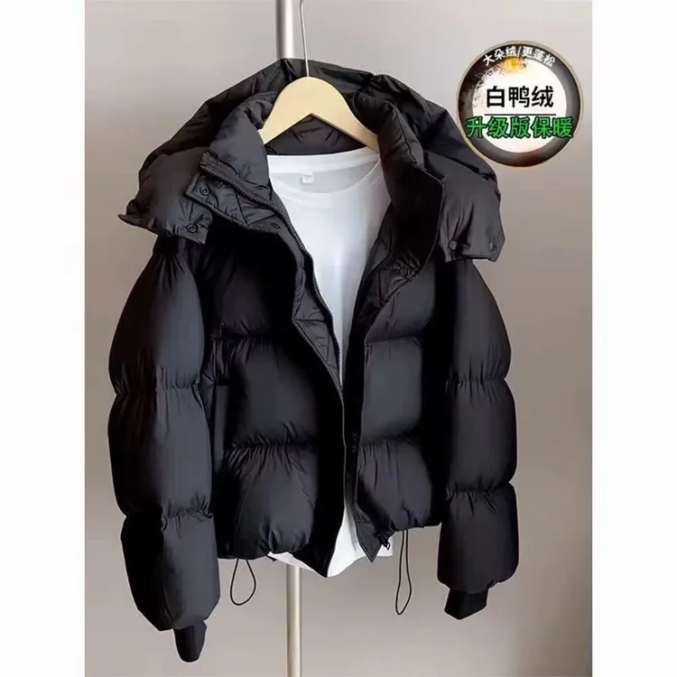 白鸭绒羽绒服韩版宽松女短款2025年冬季新款保暖加厚面包服外套