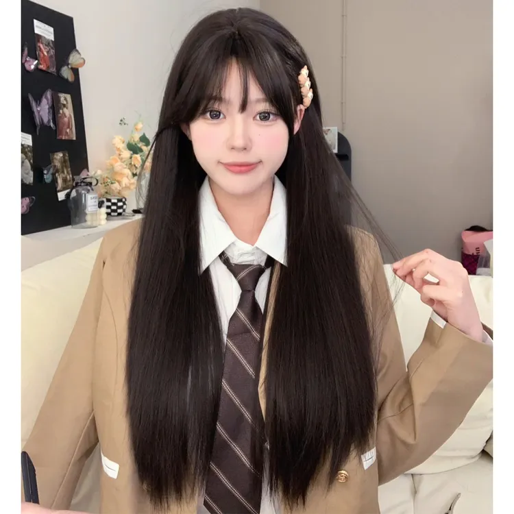 【国民初恋】束朵假发女长直发自然气质lolita逼真甜美齐刘海全头套