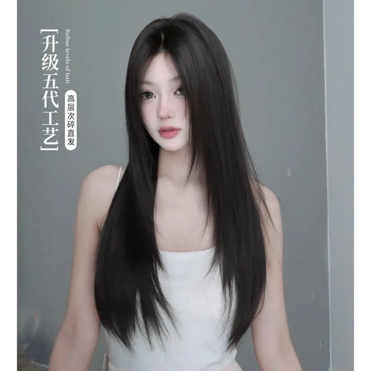 束朵假发小额蕾丝高层次时尚中分长直发日常网红风Lolita全套头式