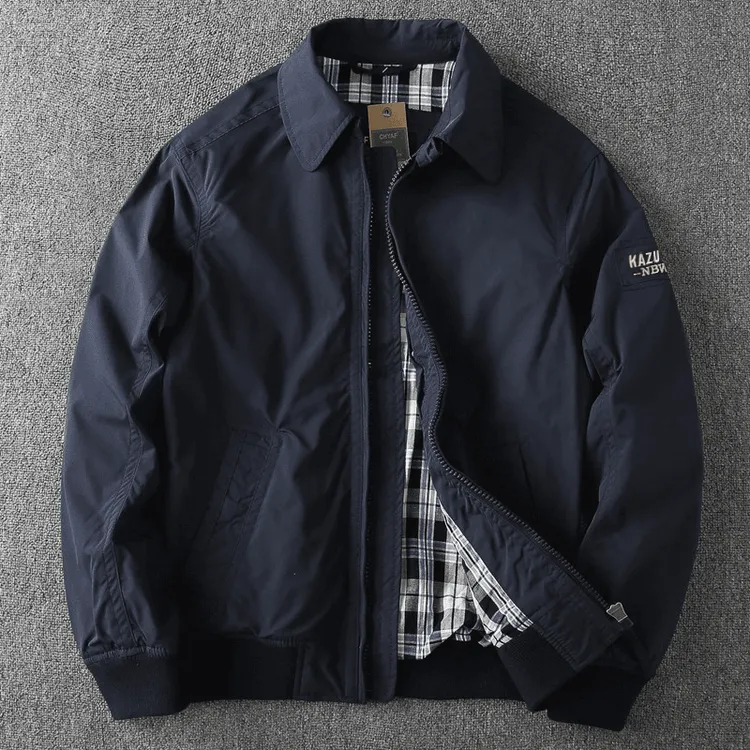 仓石一树2025新款黑色行政夹克外套男秋冬季翻领纯色百搭长袖上衣