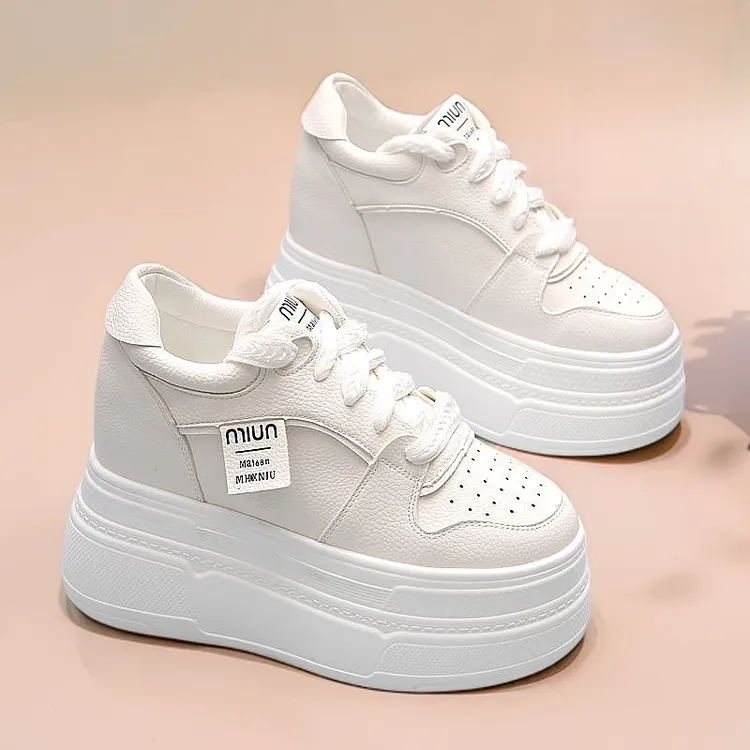 超高跟13公分内增高女鞋小个子百搭厚底小白鞋春秋时尚休闲松糕鞋