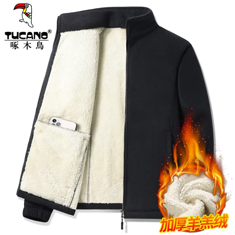 TUCANO/啄木鳥中老年爸爸装摇粒绒外套加绒加厚男士大码秋冬保暖