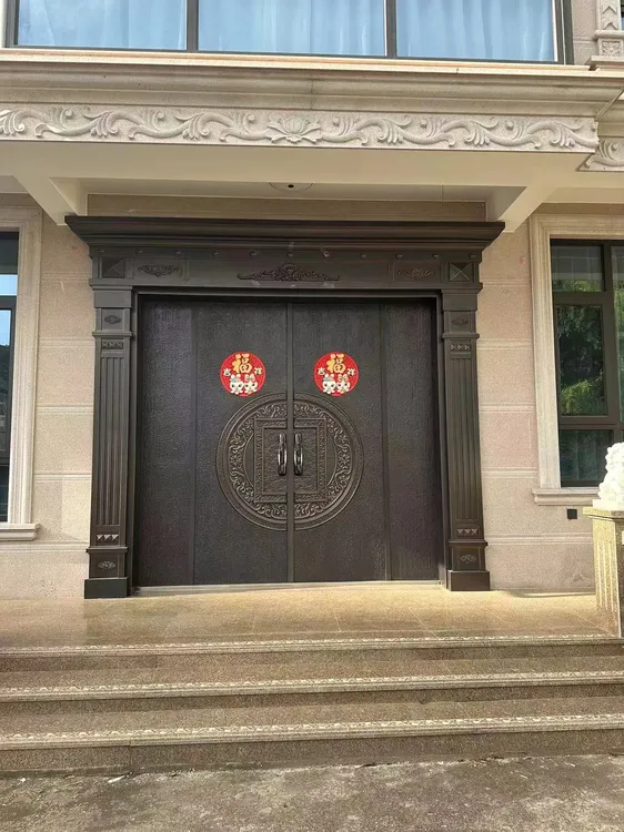 别墅大门仿铸铝卡门锌合金防盗农村自建房入户门定制设计耐用工艺