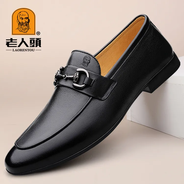老人头正品男鞋真皮豆豆鞋子男款爆款2025新款软底软面一脚蹬皮鞋