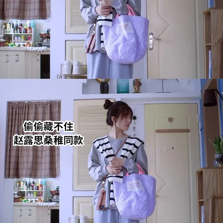 露思同款爱心加厚秋冬大容量手提斜跨包时尚百搭高品质简约单肩包