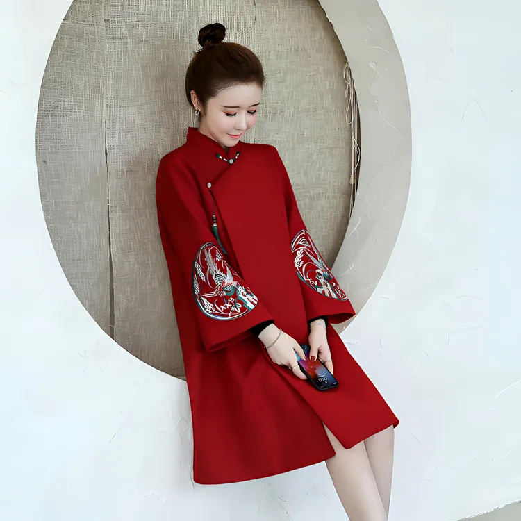 【反季】大码胖MM秋冬中国风唐装改良旗袍A外套女款复古时尚加厚