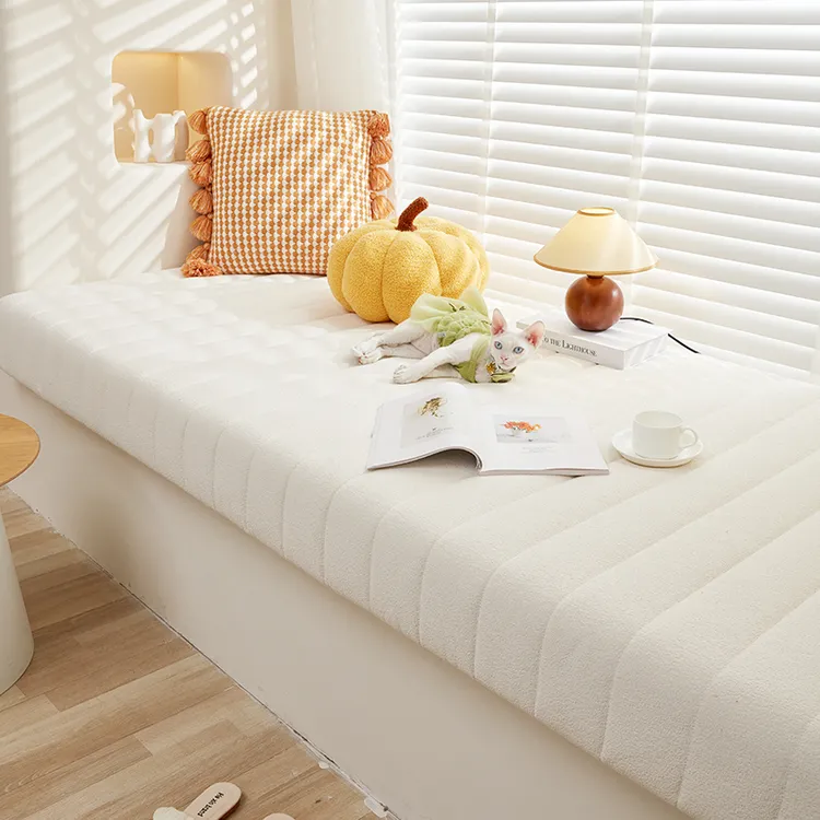 1泰迪绒飘窗垫窗台垫四季通用轻奢松弛感坐垫可拆洗阳台垫子定制