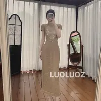 【现货】LUOLUOZ【闪耀之夜】高级设计感优雅收腰御姐气质连衣裙H4632