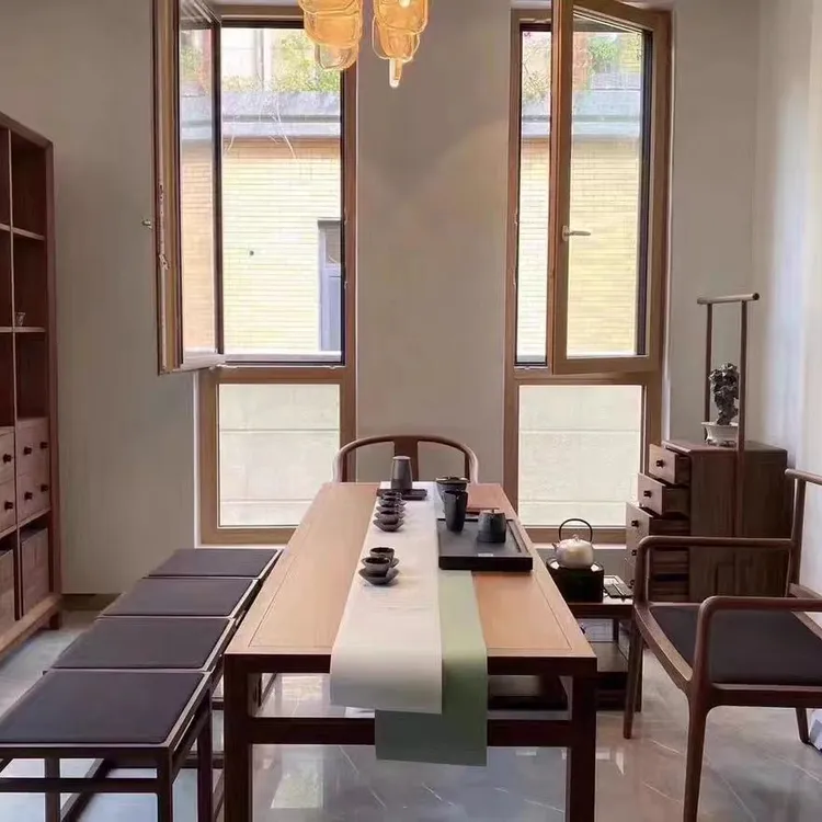黑胡桃木工作台泡茶桌椅组合宋式实木功夫茶桌禅意简约茶室长茶几
