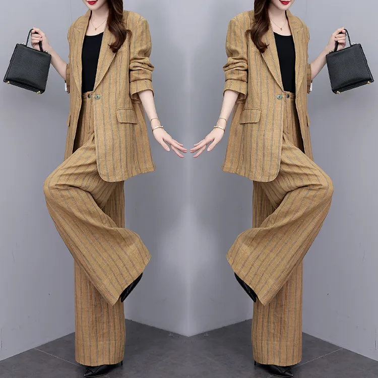 高端三件套女西装2025春季新款时尚套装阔腿裤气质休闲西服外套潮