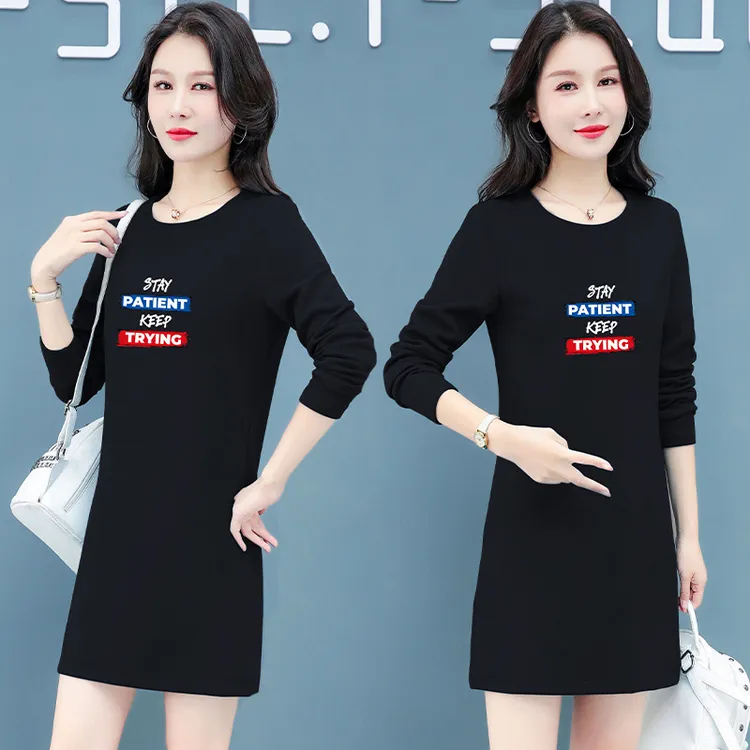 休闲t恤连衣裙子大码微胖mm显瘦穿搭小个子宽松女装2023新款春秋