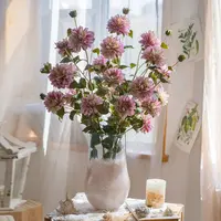 【七呀】大丽花仿真花高档新款客厅多色餐桌花装饰插花绢花摆件假花
