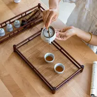 【七呀】简约实木茶盘家用整块长方形功夫茶竹席面茶盘轻奢咖啡托盘