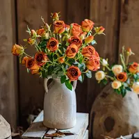 【七呀】轻奢玫瑰枝仿真花蔷薇干花花束客厅餐桌摆设花艺摆件假花