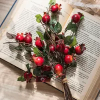 【七呀】掬涵玫瑰果把束仿真植物果实新年装饰摆件花艺插花配材家用
