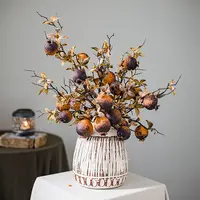 【七呀】仿真干枯石榴果实枝叶插花花艺摆件田园森系高枝摆设干花