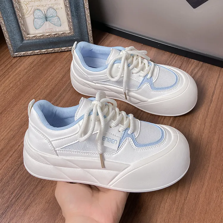 人本小白鞋女鞋2024新款夏季爆款厚底面包鞋子女鞋配裙子大头板鞋