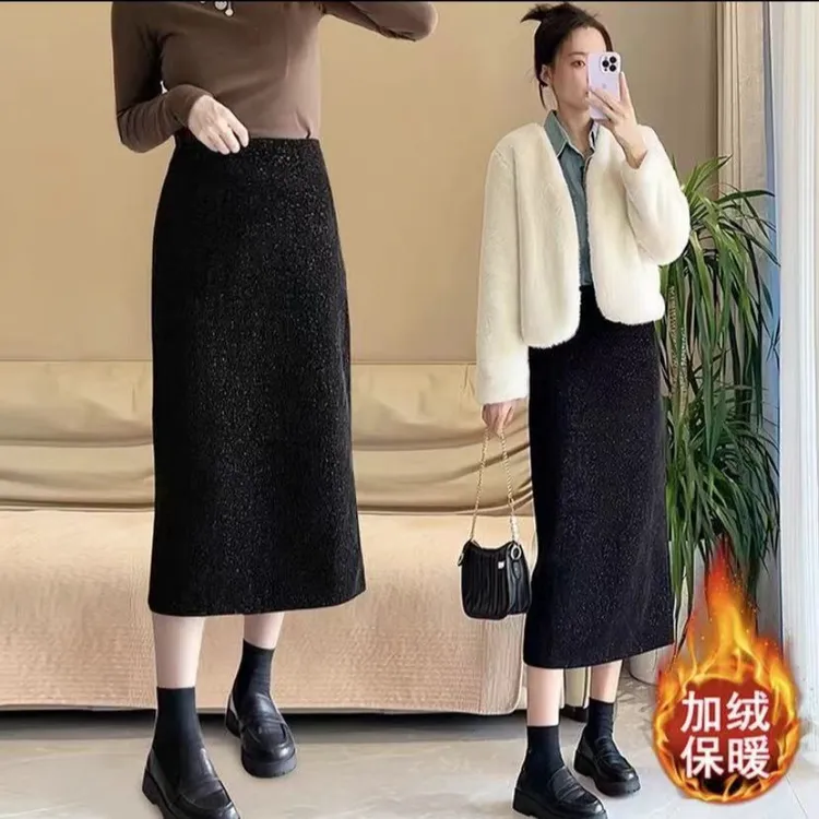 【璀璨星河】秋冬高腰显瘦藏肉时尚百搭亮晶晶气质裙子秋冬款半身裙