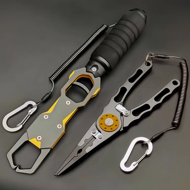 带称50斤称重铝合金控鱼器路亚钳剪线夹线取钩防滑夹鱼嘴大物渔具