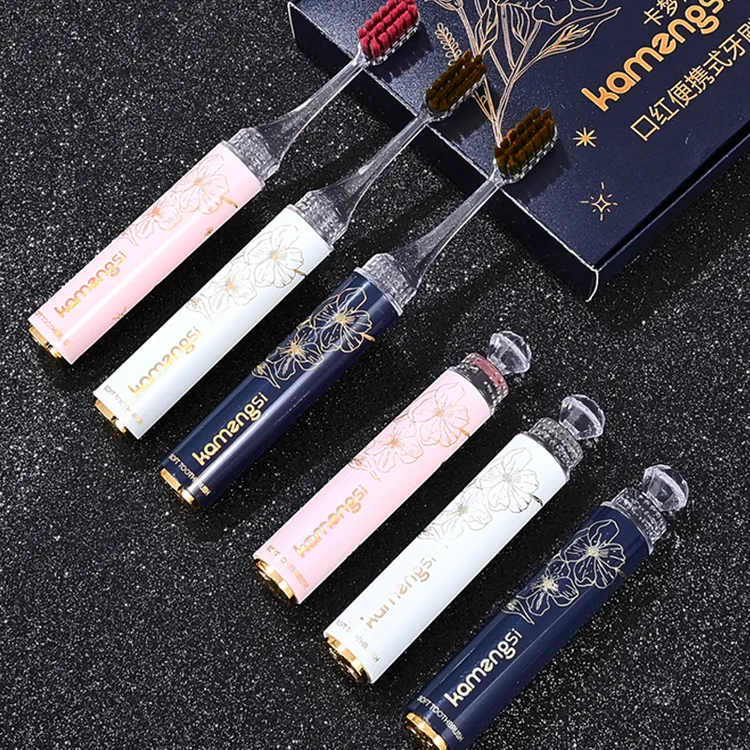 新款高档轻奢口红管软毛牙刷女士护龈洁牙酒店出差便携式家用刷牙