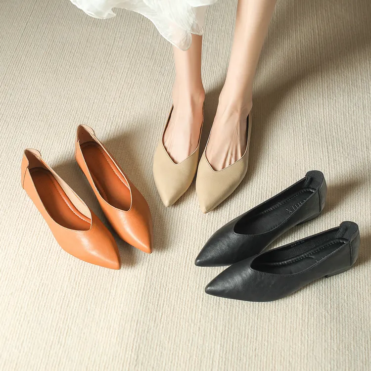 (尖头)休闲百搭单鞋软皮软面时尚舒适多色奶奶鞋女鞋气质百搭单鞋
