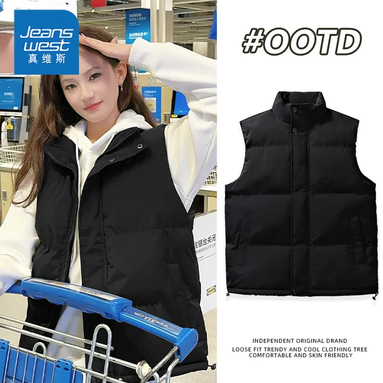 真维斯马甲女款2024新款冬季高级感夹棉无袖外套女士宽松休闲上衣