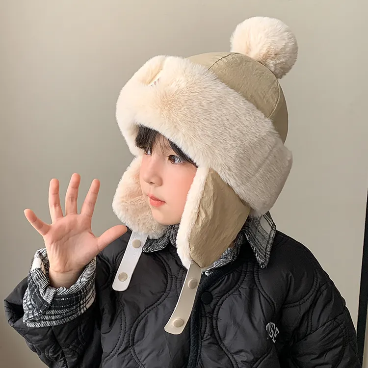 儿童帽子冬季加厚男童护耳帽防风加绒保暖女童雷锋帽宝宝毛绒帽冬