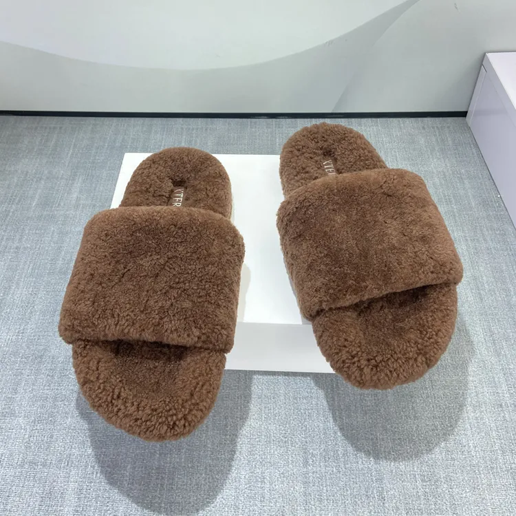 真皮毛板~真皮羊羔毛拖鞋女2025秋冬男女同款居家毛毛拖鞋女外穿