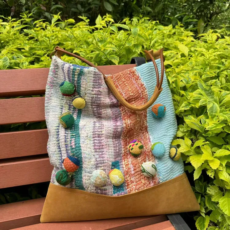 妤然印度手工球球包一针一线手工缝制休闲单肩包斜跨包单品设计款