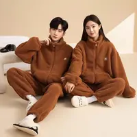 【反季清仓】美拉德系男女同款立领加绒加厚北羔绒可外穿家居服团团