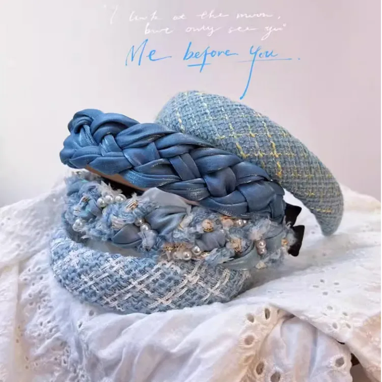 绝美蓝色~小香风法式甜美发箍头箍女宽小众设计复古超仙发卡发饰